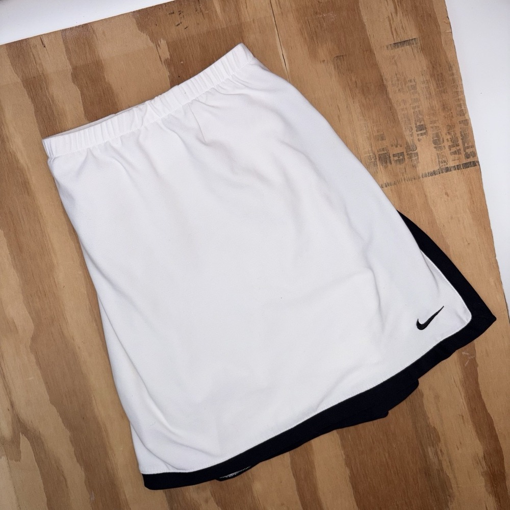Nike Women's Golf‎ Tennis Skort Skirt Large 12/14 White Black Dri Fit Side Slit
